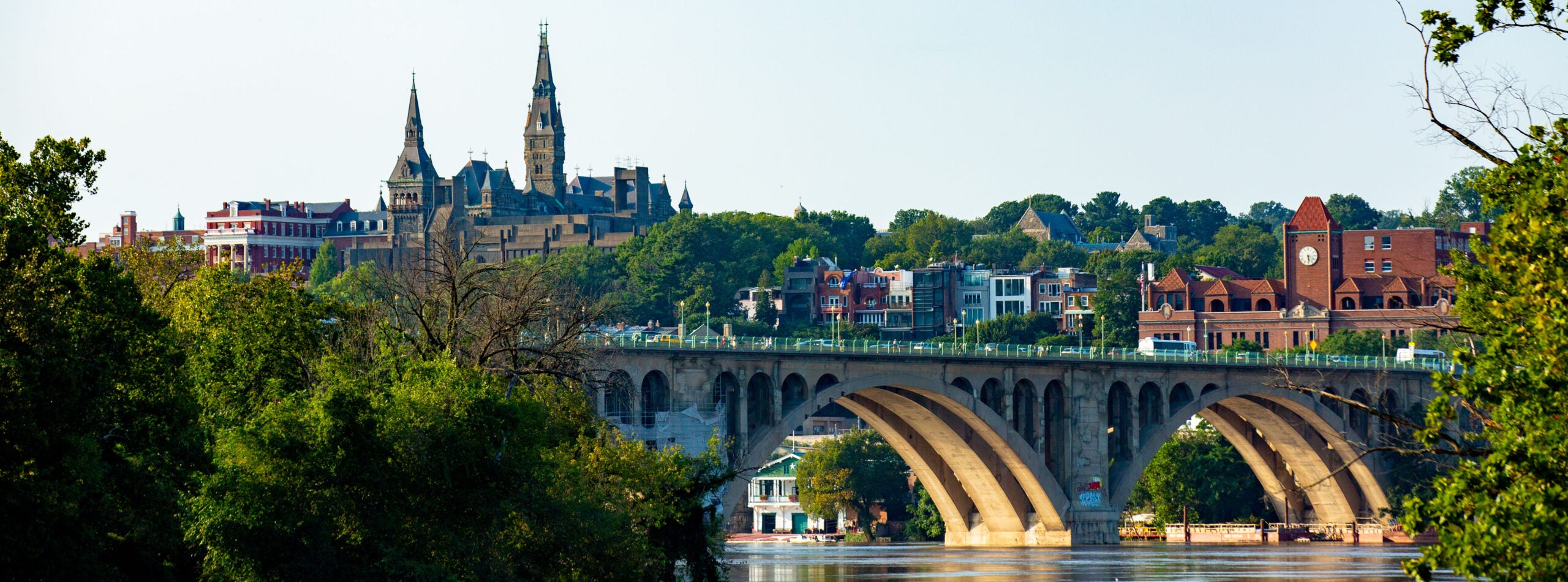 Georgetown skyline with Key Bridge in the foreground